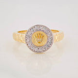Anillo Correa Corona 3.25g / T5 3/4 Dos Oros Amarillo Blanco 18K