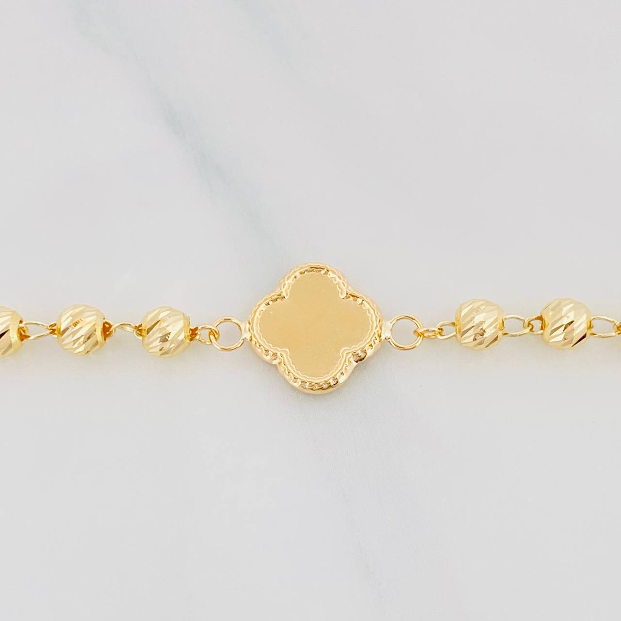 Pulso Tipo Militar Trebol 3.55g / 19cm / 4mm Oro Amarillo 18K