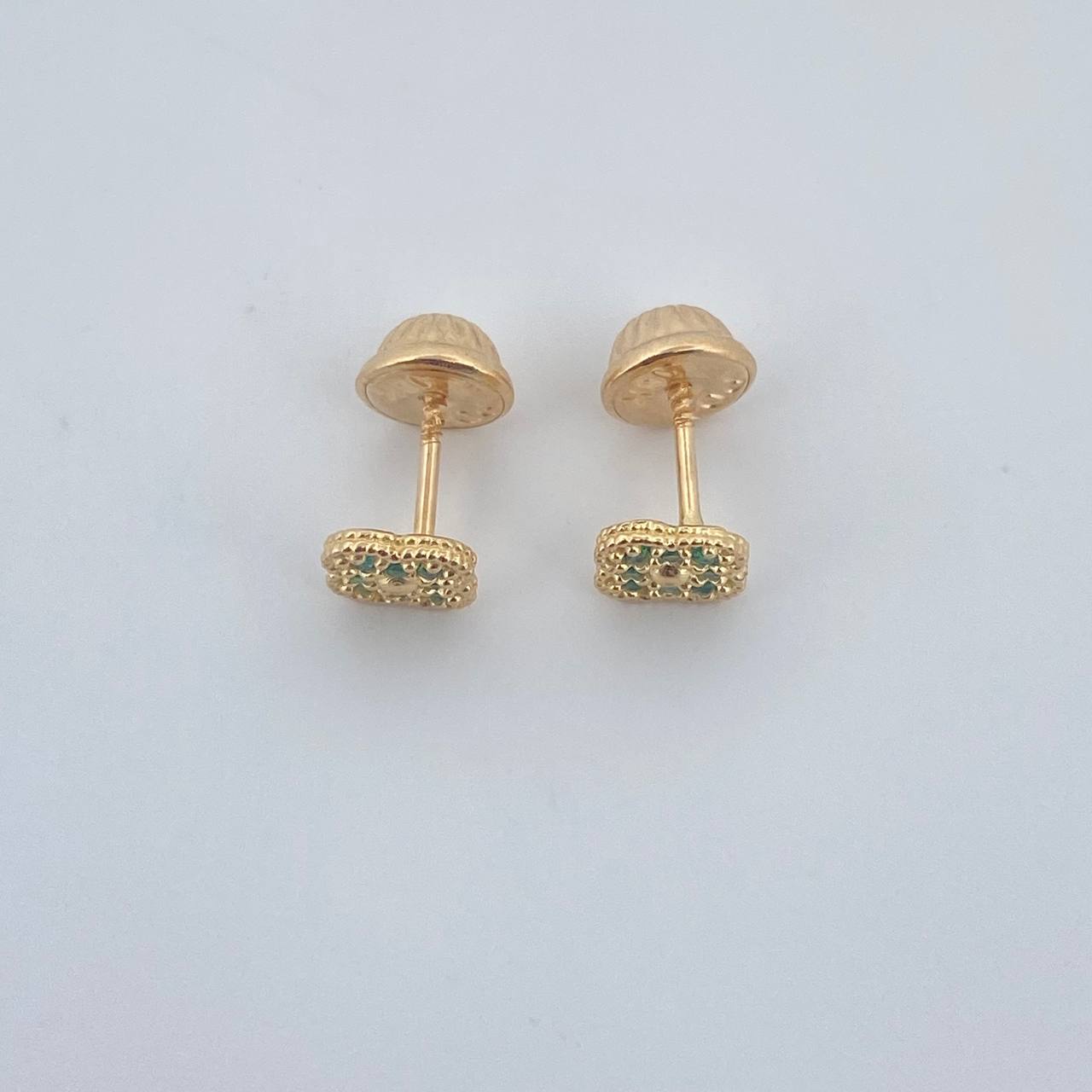 Topos Flor 0.85gr / Circones Verdes Oro Amarillo 18K &
