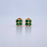 Topos Trebol  1.05gr / Circones Verdes Oro Amarillo 18K &