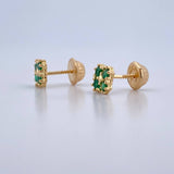 Topos Trebol  1.05gr / Circones Verdes Oro Amarillo 18K &