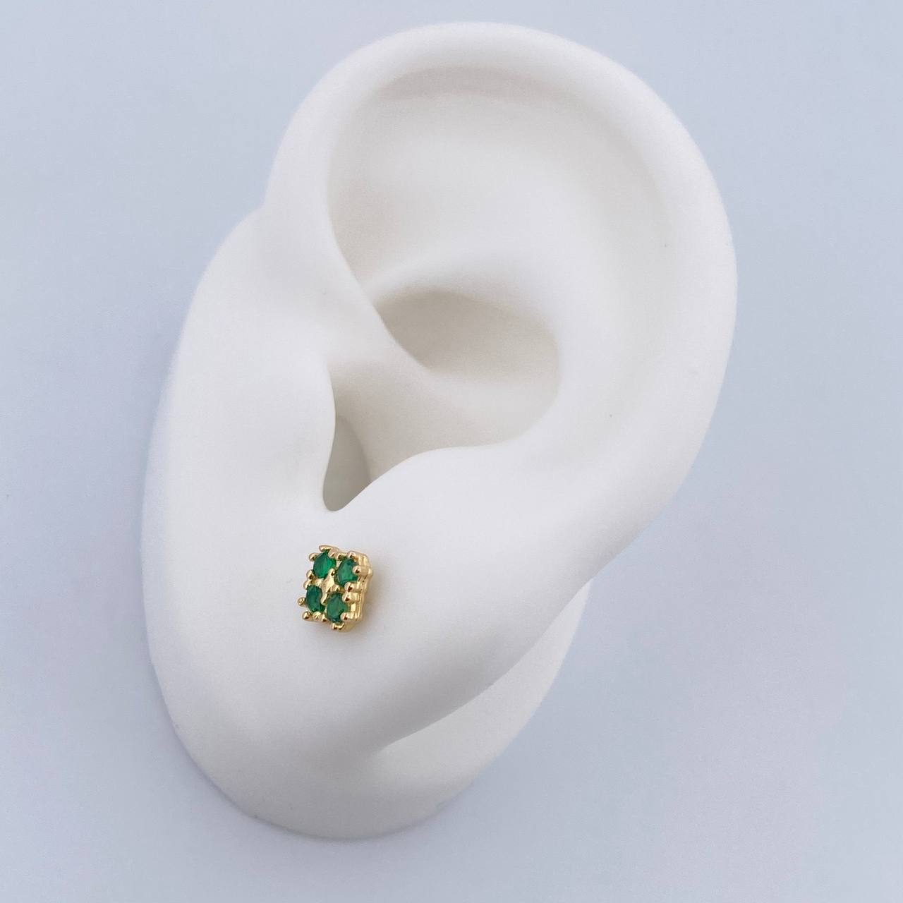 Topos Trebol  1.05gr / Circones Verdes Oro Amarillo 18K &