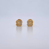 Topos Flor 0.85gr / Circones Blancos Oro Amarillo 18K &