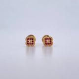 Topos Flor 0.85gr / Fucsias Oro Amarillo 18K &