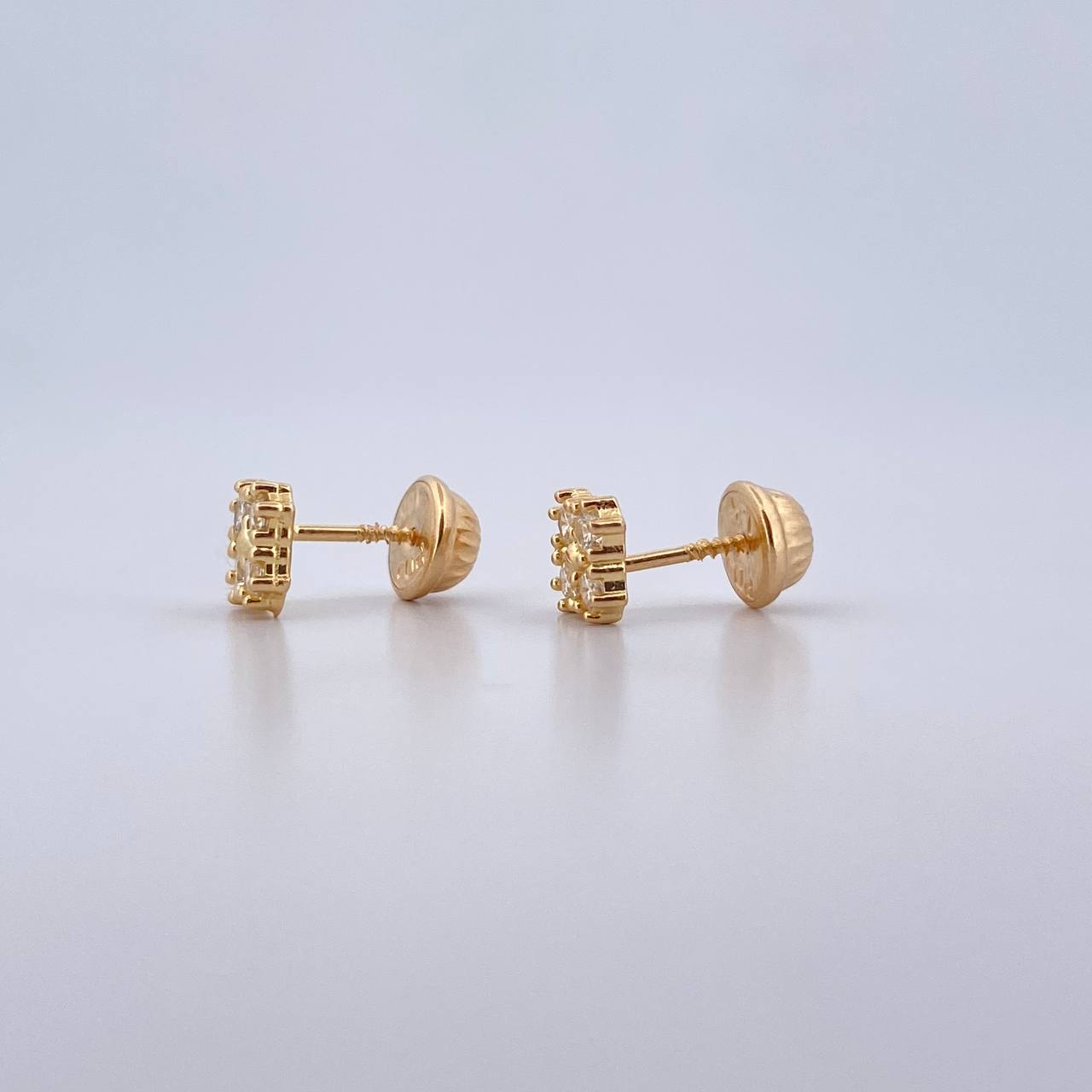 Topos Trebol 1.05gr / Circones Blancos Oro Amarillo 18K &