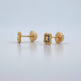 Topos Flor 0.85gr / Circones Azul Oro Amarillo 18K &