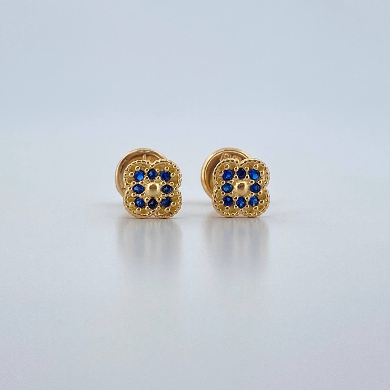 Topos Flor 0.85gr / Circones Azul Oro Amarillo 18K &