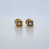 Topos Flor 0.85gr / Circones Azul Oro Amarillo 18K &