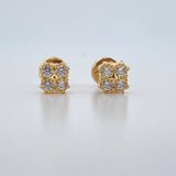 Topos Trebol 1.05gr / Circones Blancos Oro Amarillo 18K &