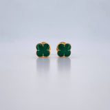 Topos Trebol 0.95gr / 5.5mm Resina Verde Oro Amarillo 18K &
