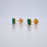 Topos Trebol 0.95gr / 5.5mm Resina Verde Oro Amarillo 18K &
