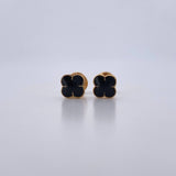 Topos Trebol 0.95gr / 5.5mm Resina Negra Oro Amarillo 18K &
