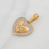 Dije Corazón Cruz 2.7g / 2.5cm Dos Oros Amarillo Blanco 18K