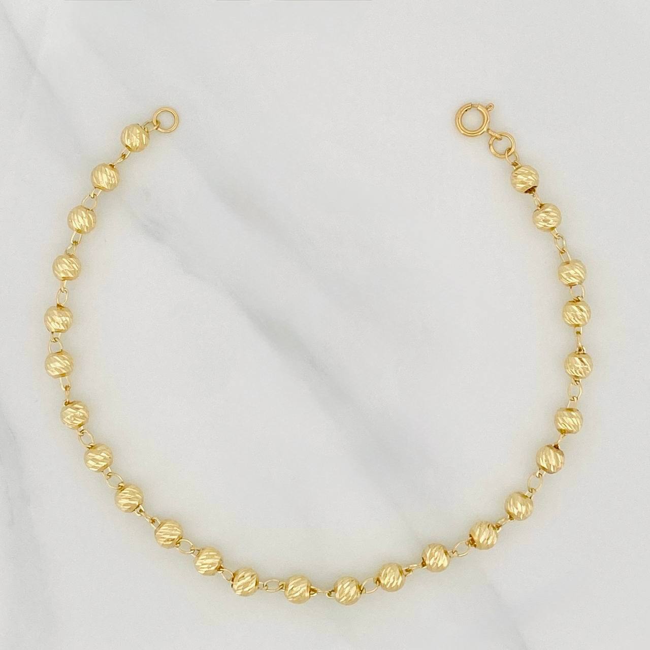 Pulso Militar Diamantado 3.2g / 19cm / 4mm Oro Amarillo 18K