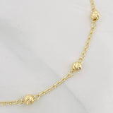 Tobillera Espiga Bolas Diamantadas 2.2g / 27cm / 4mm Oro Amarillo 18K