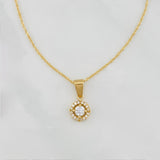 Set Cadena Singapur + Dije Halo / 2.45g / 45cm Oro Amarillo 18K