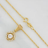 Set Cadena Singapur + Dije Halo / 2.45g / 45cm Oro Amarillo 18K