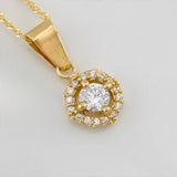 Set Cadena Singapur + Dije Halo / 2.4g / 44.5cm Oro Amarillo 18K