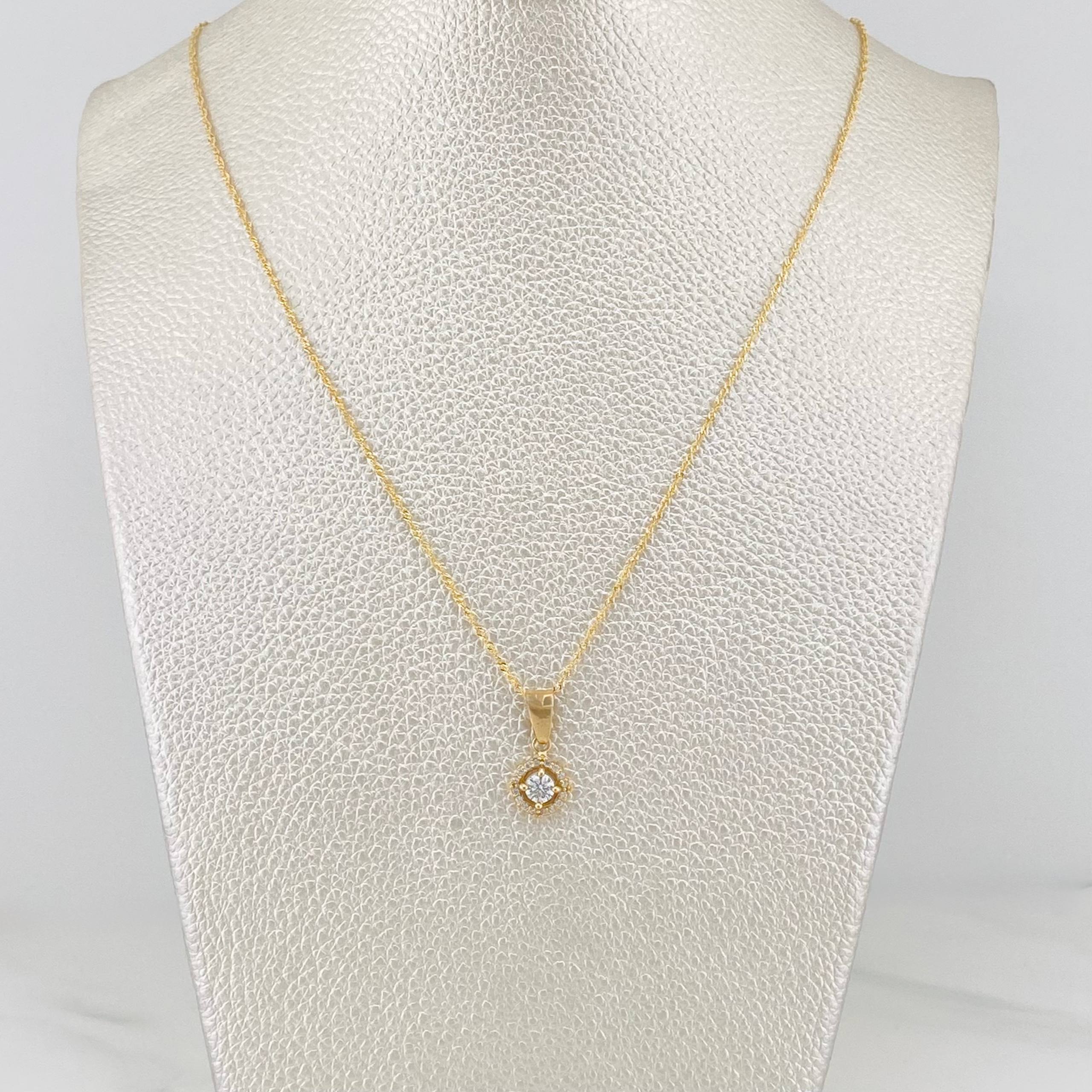 Set Cadena Singapur + Dije Halo / 2.4g / 44.5cm Oro Amarillo 18K
