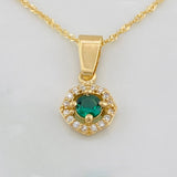 Set Cadena Singapur + Dije Halo / 2.3g / 44cm Oro Amarillo 18K