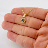 Set Cadena Singapur + Dije Halo / 2.3g / 44cm Oro Amarillo 18K