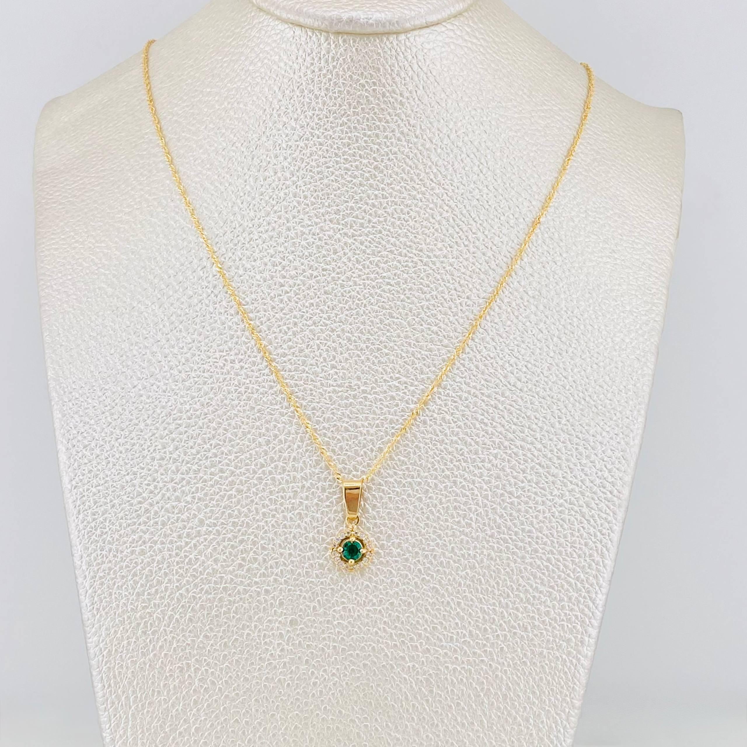 Set Cadena Singapur + Dije Halo / 2.3g / 44cm Oro Amarillo 18K