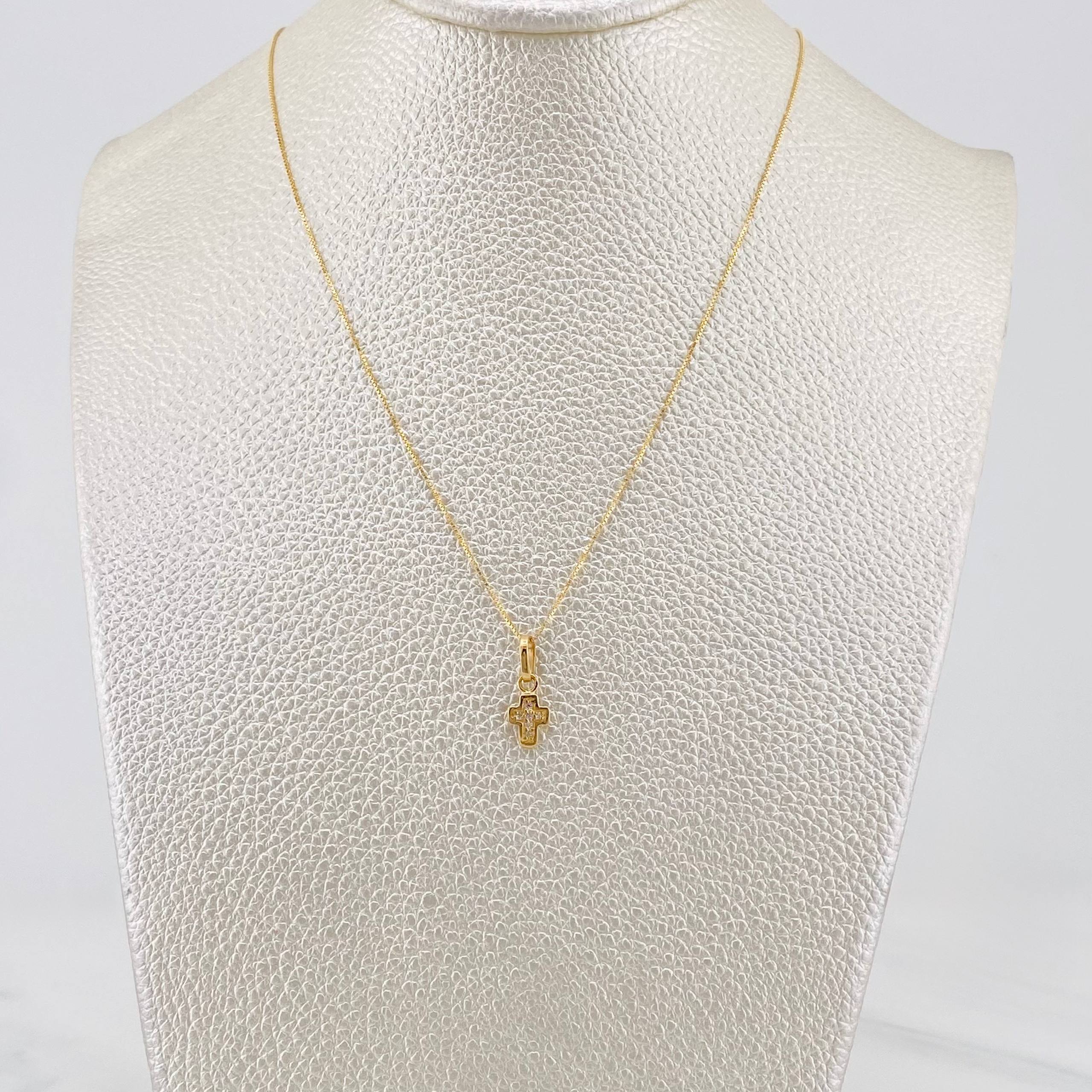 Set Cadena Veneciana + Dije Cruz / 1.45g / 40.5cm Oro Amarillo 18K