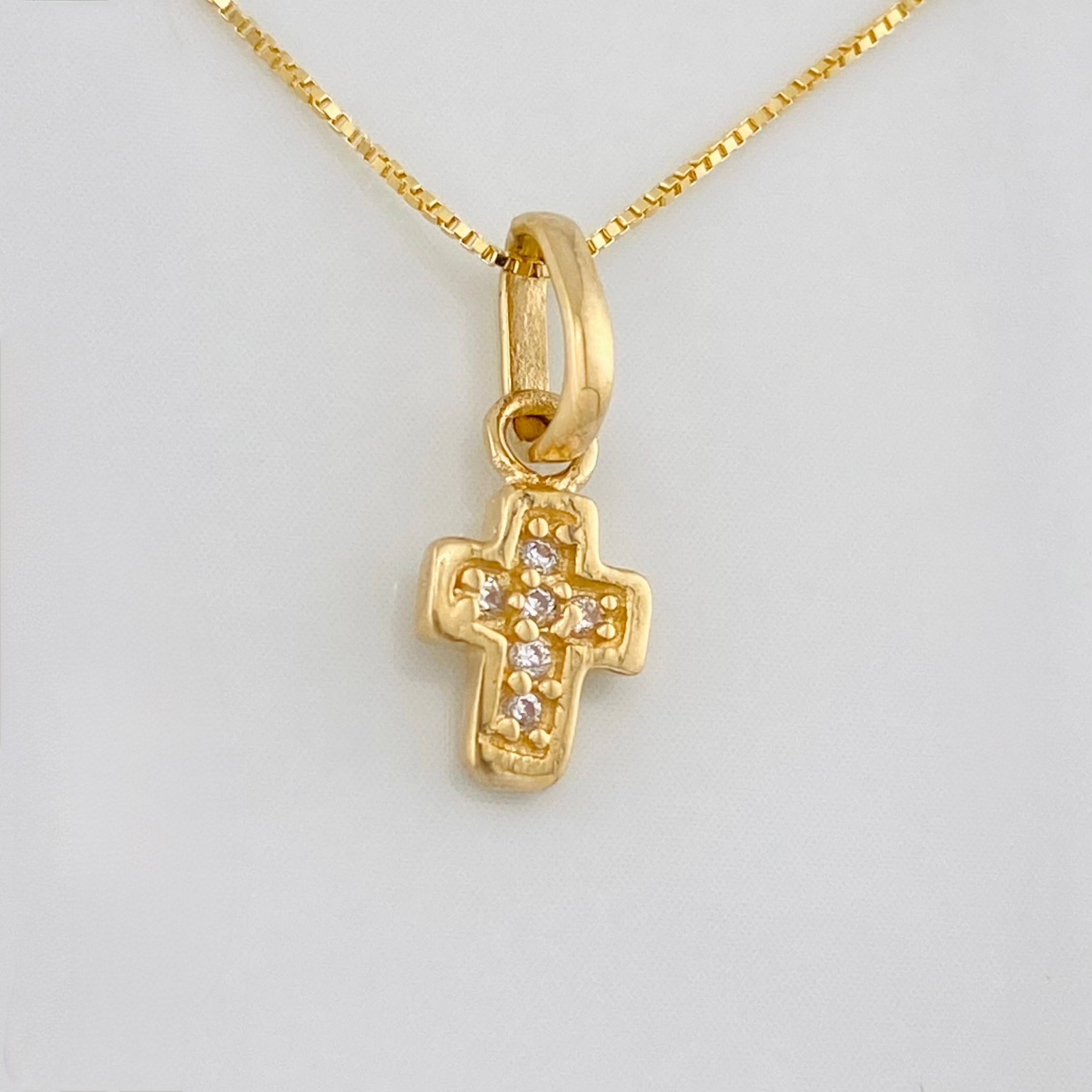 Set Cadena Veneciana + Dije Cruz / 1.45g / 40.5cm Oro Amarillo 18K
