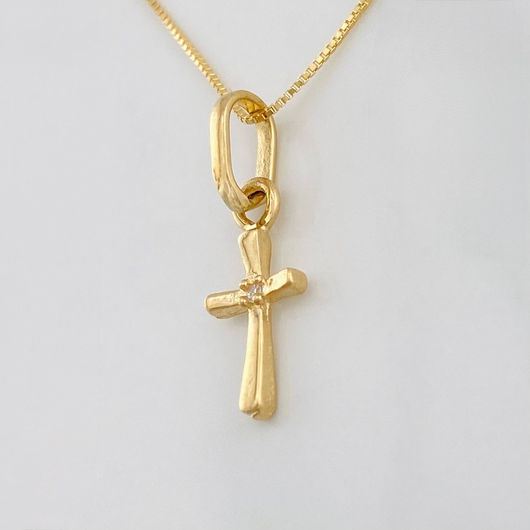 Set Cadena Veneciana + Dije Cruz / 1.45g / 40cm Oro Amarillo 18K