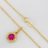 Set Cadena Singapur + Dije Halo / 2.3g / 45cm Oro Amarillo 18K