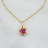 Set Cadena Singapur + Dije Halo / 2.3g / 45cm Oro Amarillo 18K