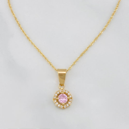 Set Cadena Singapur + Dije Halo / 2.3g / 44.5cm Oro Amarillo 18K