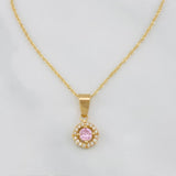 Set Cadena Singapur + Dije Halo / 2.3g / 44.5cm Oro Amarillo 18K