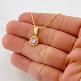Set Cadena Singapur + Dije Halo / 2.35g / 44cm Oro Amarillo 18K