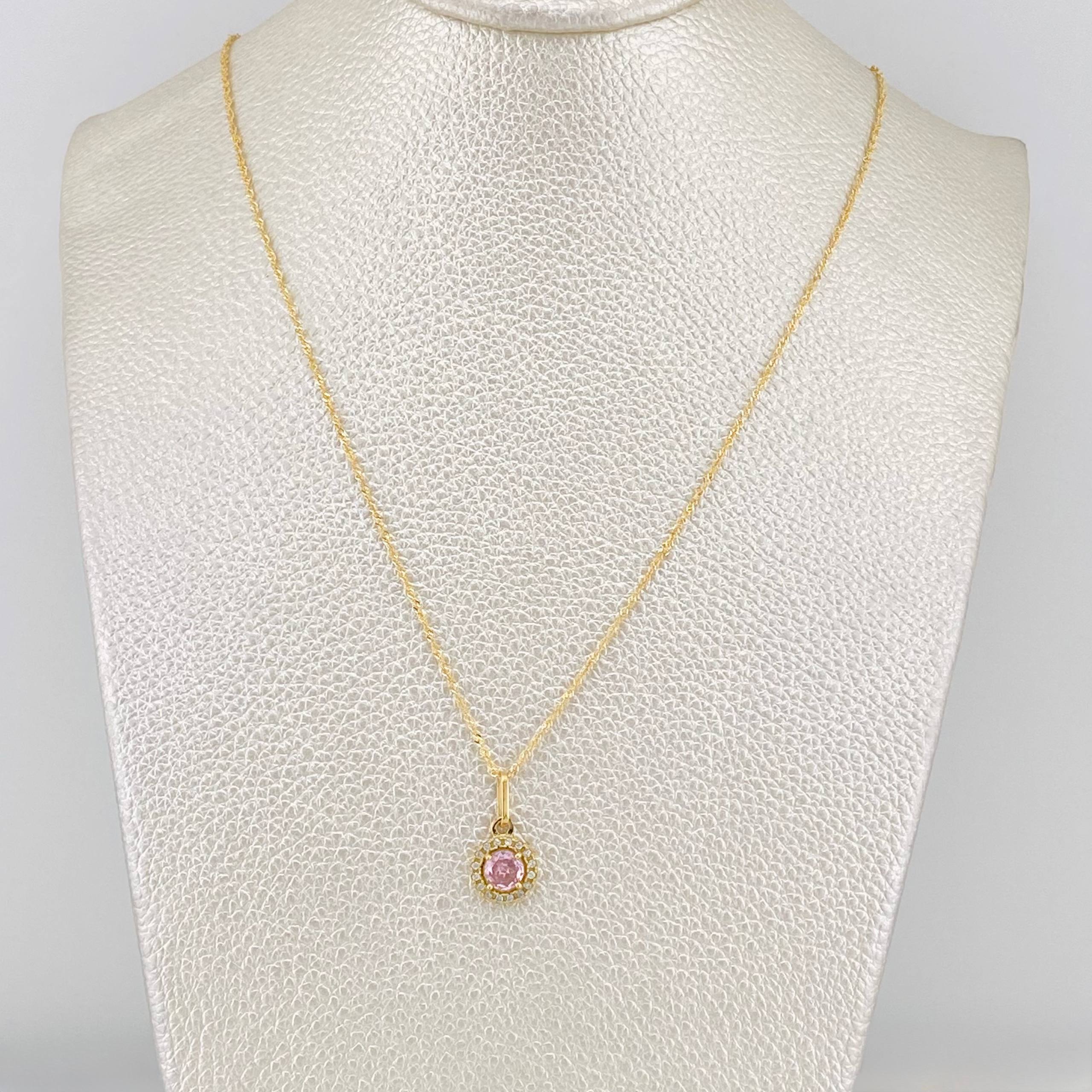 Set Cadena Singapur + Dije Halo / 2.3g / 44.5cm Oro Amarillo 18K