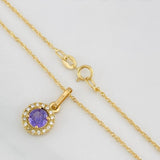 Set Cadena Singapur + Dije Halo / 2.35g / 44cm Oro Amarillo 18K