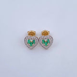 Topos Corazon 2.05gr / Esmeralda 28 Pts Diamante 30 Pts Dos Oros Amarillo Blanco 18K (Joya) &