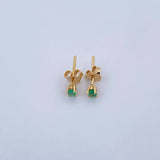 Topos Cuatro Garras 0.75gr / Esmeralda 12 Pts Oro Amarillo 18K (Joya) &