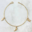 Pulso Aro Seguido 1.95gr / 18cm / "Luna-Pluma-Rayo"Circones Blancos Oro Amarillo 18K *