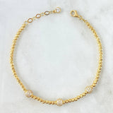 Pulso Militar Central 5.8gr / 19.5cm / 5mm Circones Blancos - Bolas Diamantadas Oro Amarillo +4 18K ©