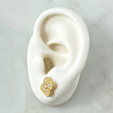 Topos Trebol VCyA  3.9gr / 1cm / Circones Blancos Punteado Oro Amarillo Nac.Esp. 18K