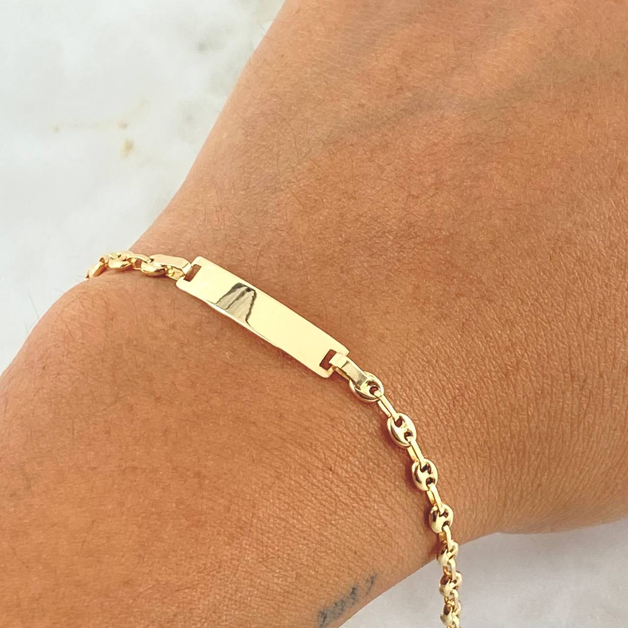 Pulso Bebé GC Placa Rectangular 2gr / 14cm-3.3mm Liso Oro Amarillo 18K
