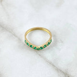 Anillo Tiara en V 2.05gr / T8 / Esmeraldas 36pts Oro Amarillo 18K (Joya) *