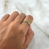 Anillo Tiara en V 2.15gr / T7 3/4 / Esmeraldas 27pts Oro Amarillo 18K (Joya)