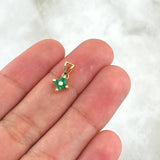 Dije Flor Cuatro Puntas 0.65gr / 1.3cm / Esmeraldas 8pts Oro Amarillo 18K (Joya)