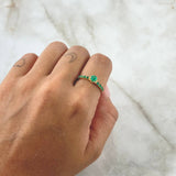 Anillo Solitario Tupido Ocho Garrras 2.85gr / T6 3/4 / Esmeraldas 57pts Oro Amarillo 18K (Joya) ©