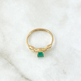 Anillo Solitario Rectangular Triple Infinito 2.35gr / T7 1/4 / Esmeralda 15pts Oro Amarillo 18K (Joya) ©