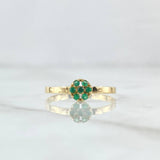 Anillo Sello Flor 1.3gr / T7 / Esmeraldas 7pts Oro Amarillo 18K (Joya) ©