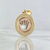 Dije Medalla Corona RX 7.2gr / 4cm / Circones Blancos Tres Oros  18K