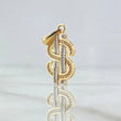 Dije Signo Dólar 3.25gr / 3.5cm / Circones Blancos Dos Oros Amarillo Blanco 18K